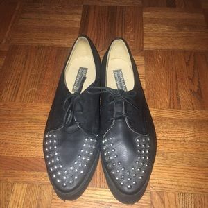 Deena & Ozzy Black Studded Pointed Toe Creepers